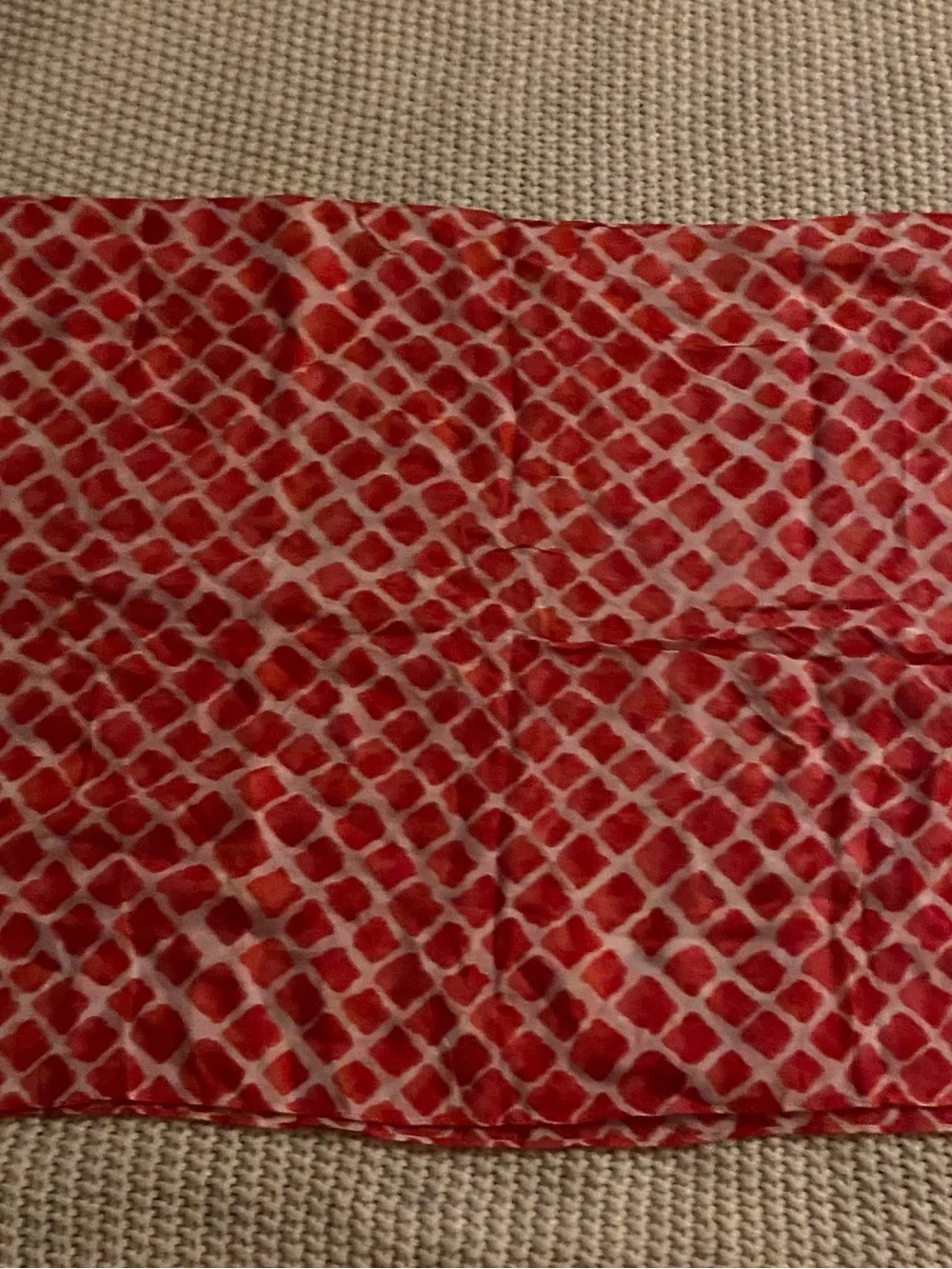 Coach Red and White Geometric Silk Scarf
